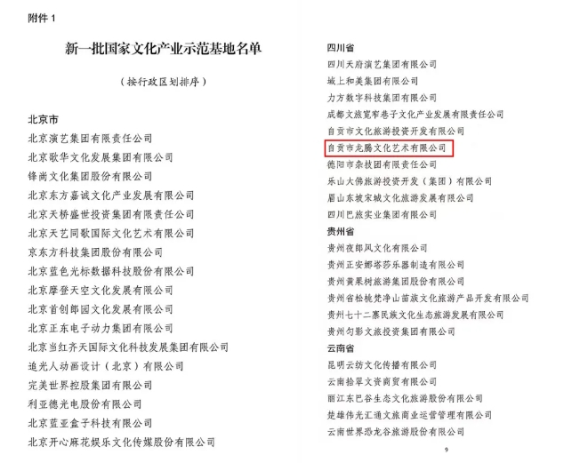 热烈庆祝我司成功入选国家级文化产业示范基地